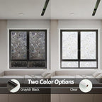 NINETREX Window Privacy Film,Decorative Window Film Frosted,Stained Glass Window Cling,Heat Blocker Non-Adhesive for Home,Grayish Black 17.5 x 157.4inch