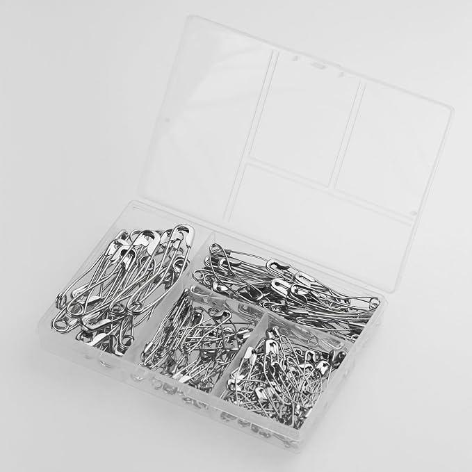 160 Pack Curved Safety Pins for Quilting Basting Pins 28mm 32mm 38mm 54mm Assorted Sizes Quilting Safety Pins Stainless Steel Quilting Pins