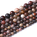 60pcs 6mm Natural Wooden Petrified Jade Agate Gemstone Beads Round Loose Spacer Beads for Jewelry Making DIY Bracelet Necklace 1 Strand 15inch