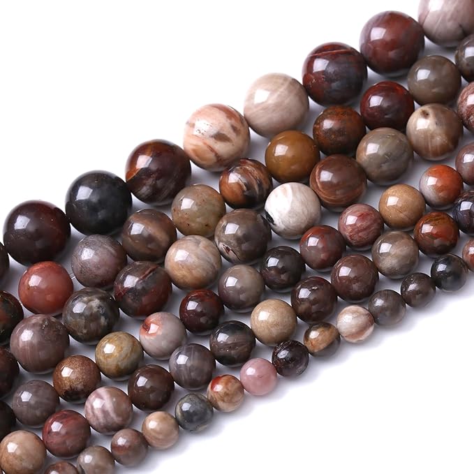 90pcs 4mm Natural Wooden Petrified Jade Agate Gemstone Beads Round Loose Spacer Beads for Jewelry Making DIY Bracelet Necklace 1 Strand 15inch