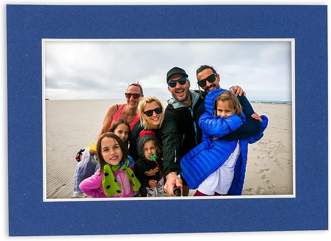 Pack of 25 Acid Free 8x10 Mats Bevel Cut for 5x8 Photos - Bottle Blue Precut Matboards With Backing Boards and Clear Photo Mat Bags For Pictures, Photos, Framing - 4-ply Thickness