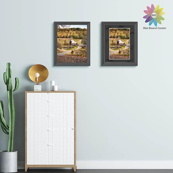 MBC Mat Board Center, 10 Pack 11X14 for 8X12 Black Picture Mats Frame Mattes, Bevel Cut, Acid Free, 4-Ply Thickness