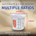 15 PACK Paint Mixing Cups by KEHE REFINISH,18 oz (550ml),Disposable or Reusable Plastic Measuring Cups with Lids for Liquids, Paints, Resin, Epoxy, Art,Ratios 1:1,2:1, 3:1, 4:1,5:1,6:1,7:1,8:1
