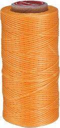 uxcell Flat Leather Sewing Waxed Thread, 140m / 153 Yards Polyester Wax String, 300D Wax Stitching Cord for Leather Crafts, Bookbinding, Bracelets Braided, Orange