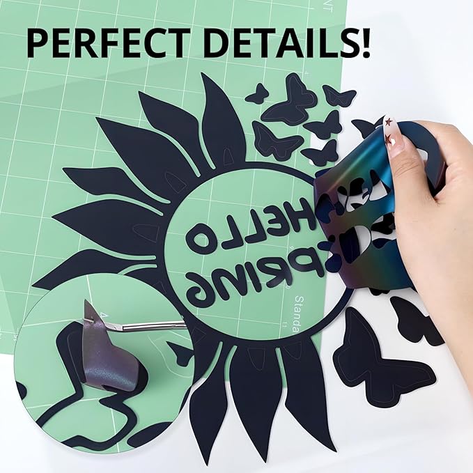 HTVRONT Reflective HTV Heat Transfer Vinyl Roll - 12" x 8ft Reflective Iron on for Shirts, Reflective HTV for Cricut & Cameo - Easy to Cut & Weed for Heat Design (Reflective Rainbow)