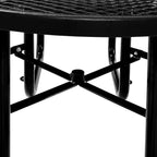 Global Industrial 46" Round Picnic Table, Expanded Metal, Black Thermoplastic Coating, Attached Benches, 1-1/2” Umbrella Pole Hole, Outdoor-Rated, 1000 lb Capacity