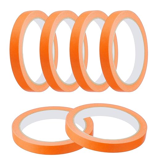 MECCANIXITY Masking Tape 0.5 Inch x 21 Yard Painter's Tape Orange Paint Tapes for DIY Crafts Arts Drawing Decoration Labeling Car Painting Artist Teachers, Pack of 6