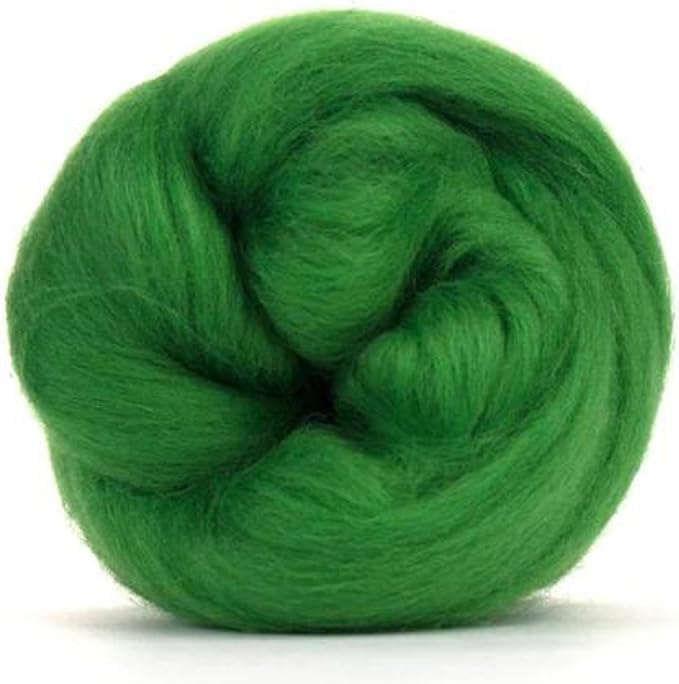 Revolution Fibers Dyed Corriedale Wool | 8 Ounces of Premium Combed Wool Top | 26 Micron, 100% Pure Corriedale Wool Roving, Ethically Sourced (Grass Green)