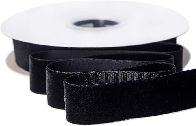Ribbli Polyester Black Velvet Ribbon,1Inch,10-Yard Spool,Use for Choker,Gift Wrapping,Floral Bouquets, Boutonnieres