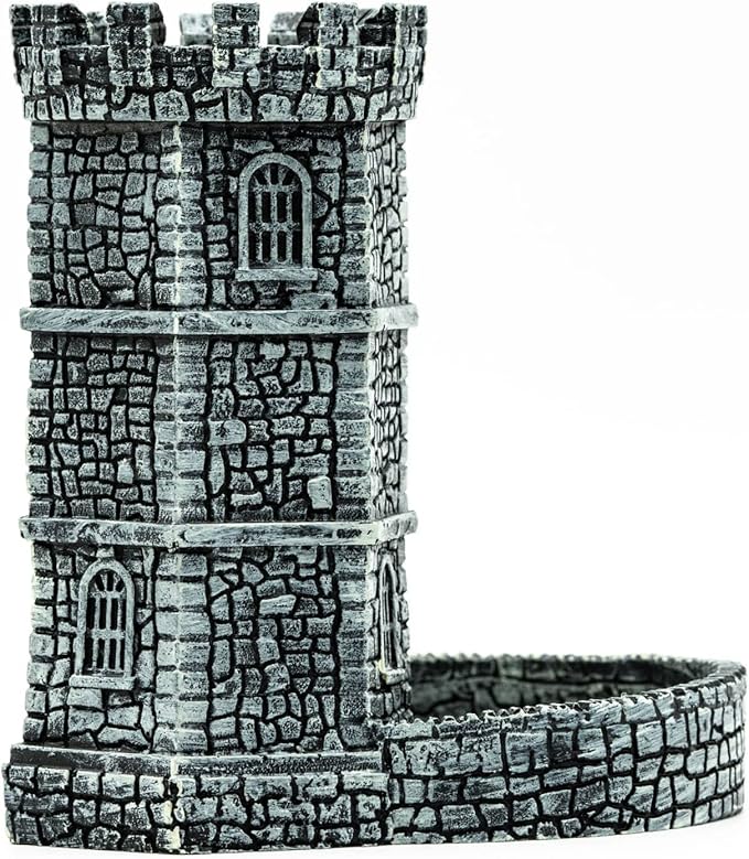 Dice Tower D&D Castle Dice Rolling Tower for Role Playing Game | Easy Roller Perfect for DND Tabletop Game and RPG (Grey)