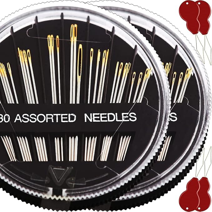 60 Pack, Premium Sewing Needles for Handsewing, Assorted Sizes, 6 Sizes Sewing Sharp Needles, 6 Pcs Big Eye Hand Sewing Needles, Sewing Needles Large Eye, Embroidery Needles for Hand Sewing