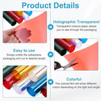 MECCANIXITY Iridescent Window Film,12" x 39" Iridescent Holographic PVC Fabric Dichroic Film Clear Vinyl Paper Roll for DIY Craft Gift Wrapping Bag Decoration,Laser Red