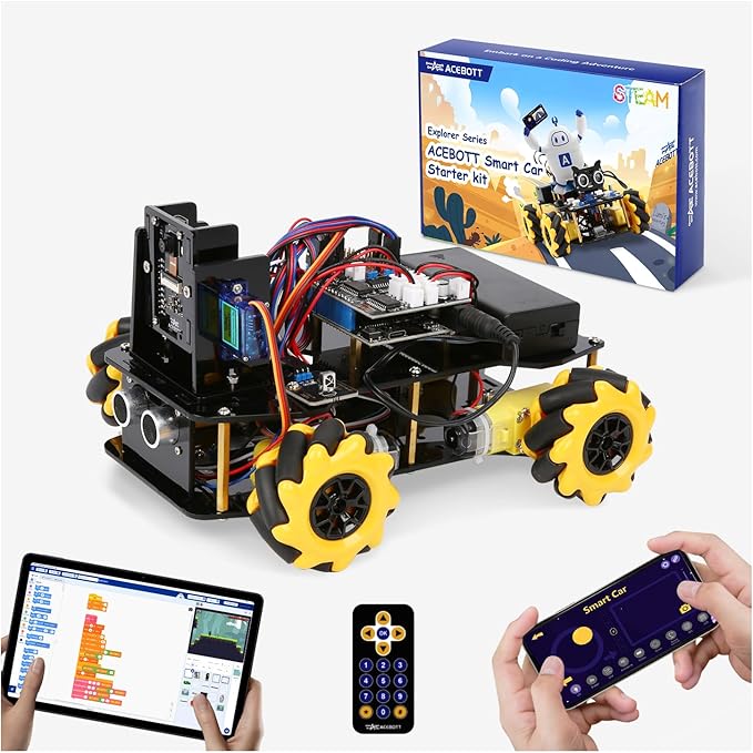 Robotics Kit for Kids Ages 8–12 12-16, ACEBOTT Smart Robot Car Kit with 3MP Camera, STEM Toys for Boys Compatible with Arduino & Scratch,App & Remote Control,STEM Gift for Boys, Girls,Teens and Adults