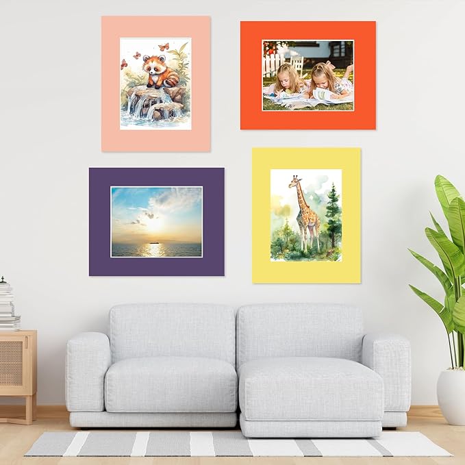 15 Pack 20x16 Picture Mats, Mixed Colors Frame Mattes for 11x14 Pictures Photo Frame Mat Core Bevel Cut Mat Board Show Kit for Photos, Prints, Artworks