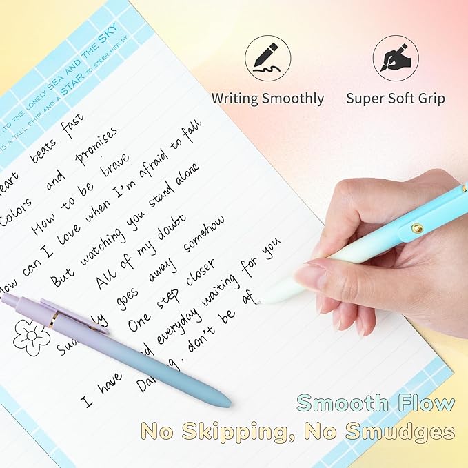 12 Pcs Gel Pens 0.5mm Quick Dry Black Ink Pens Fine Point Smooth Writing Pens, Cute Office and School Supplies Gifts for Women Teacher Students (12 Pcs Ombre Gold)