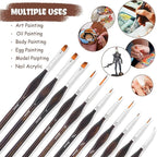 Miniature Paint Brushes, Fuumuui 11pcs Micro Detail Paint Brushes for Model, Paint by Numbers - Fine Detail Paint Brush Set for Acrylic, Watercolor, Oil