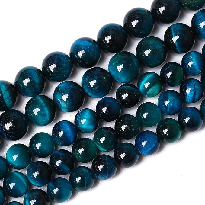 AAA Natural Blue Tiger Eye Gemstone Beads Natural Round Loose Stone Beads for Jewelry Making DIY Bracelet Necklace Earrings 12mm 32pcs 1 Strand 15" (Blue Tiger Eye, 12mm)