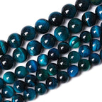 10mm 38pcs Blue Tiger Eye Gemstone Loose Beads Natural Round Stone Beads for Jewelry Making DIY Bracelet Necklace Earrings 1 Strand 15" (Blue Tiger Eye, 10mm)