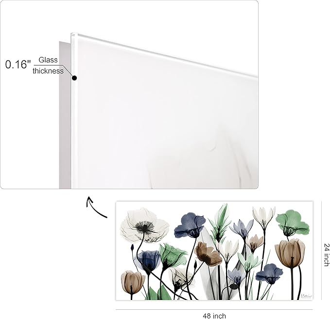 Empire Art Direct Frameless Free Floating Tempered Glass Panel Graphic Wall Art Ready to Hang, 24" x 48", Floral Landscape