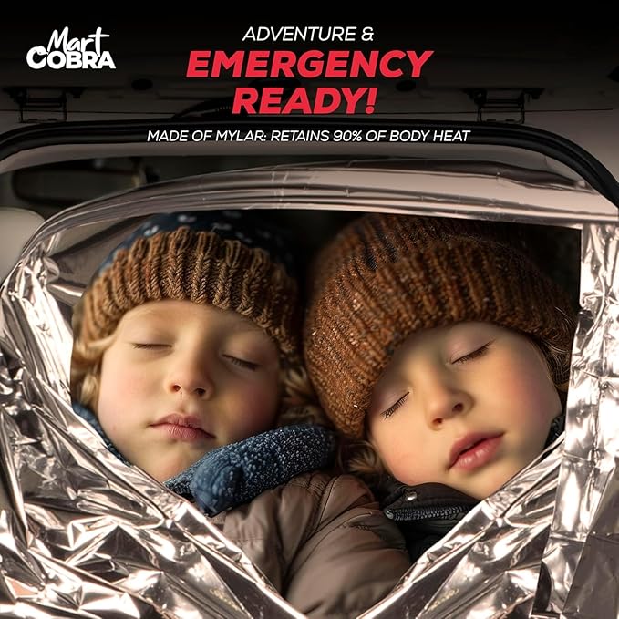 Emergency Blanket 4-Pack Space Mylar Blankets Survival Gear and Supplies Reusable Thermal Camping Hunting Essentials First Aid Car Emergency Kit Prepper Bug Out Bag Foil Warm Cat Cold Snow Winter