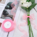 Ribbon for Gift Wrapping 3/4 inch Pink Sheer Organza Ribbon for Flower Bouquet Tulle Thin Chiffon Ribbons for Wedding Invitations Christmas Halloween Presents Decorations Crafts 50 Yards