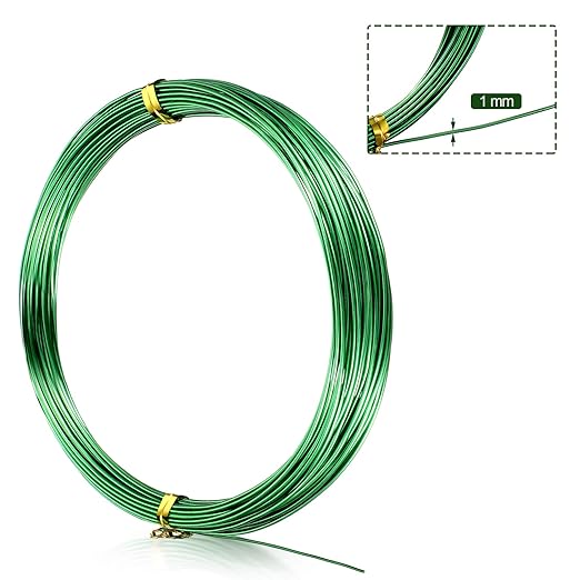 TecUnite Aluminum Craft Wire for Sculpting Armature Bendable Craft Wire for DIY Jewelry Making(Green, 10 M X 1 mm, 1 Roll)
