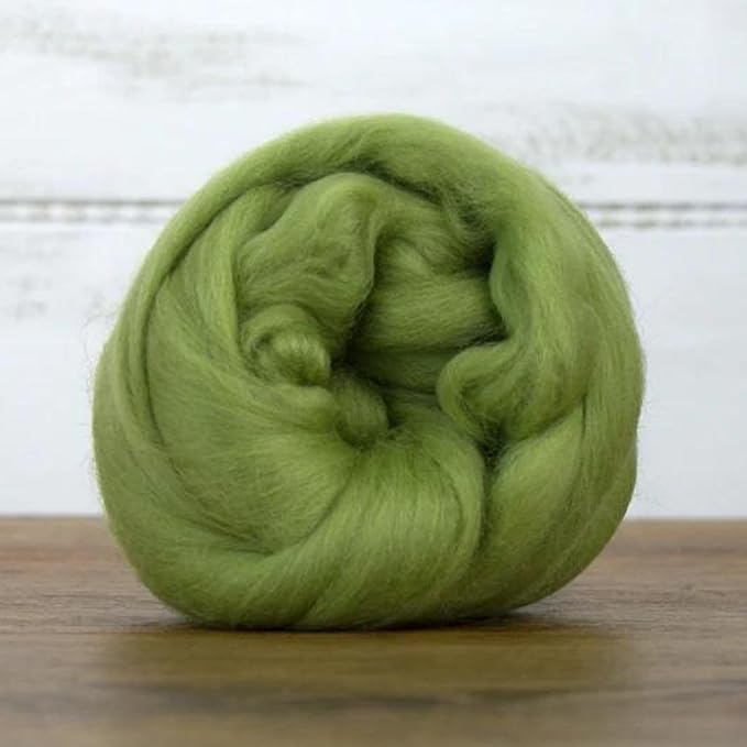 Revolution Fibers Merino Wool Combed Top | 1 lb Premium Wool Roving | 22 Micron, Best Merino Wool for Spinning, Tapestry, Needle Felting, Big Yarn Roving and Wall Hangings (Sage Green)