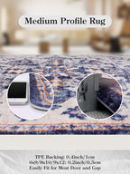Lahome Washable Runner Rug, 2x5 Bohemian Kitchen Rug Runners Low Pile Bathroom Runner Rugs with Rubber Backing, Printed Throw Carpet Runners for Laundry Room Hallway Bedside, Blue Purple/Multi