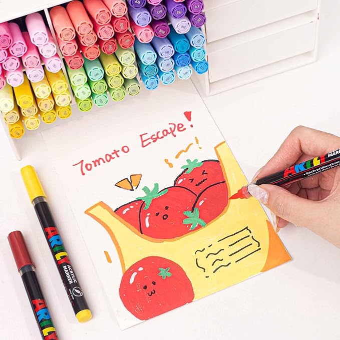 Acrylic Paint Markers, Acrylic Paint Pens, Fabric Markers for Textile, Rock, Glass, Wood, Paper, Ceramic, Canvas DIY Art Supplies Kit for Kids and Adults (36)
