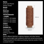 WUTA Leather Waxed Thread Round Polyester Sewing Threads with 12 Pcs Needles and Storage Bag Leather Craft Hand Stitching Line DIY Bracelet Thread Repair Work Cord (0.45mm