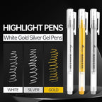 Silver Gel Pens, 3 Pack, 1mm Extra Fine Point Gel Ink Pen, Opaque White Archival Ink Pens for Black Paper Drawing, Sketching, Card Making