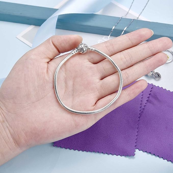 SEVENWELL 50pcs Jewelry Cleaning Cloth Dark Purple Polishing Cloth for Sterling Silver Gold Platinum Small Silver Polish 8x8cm