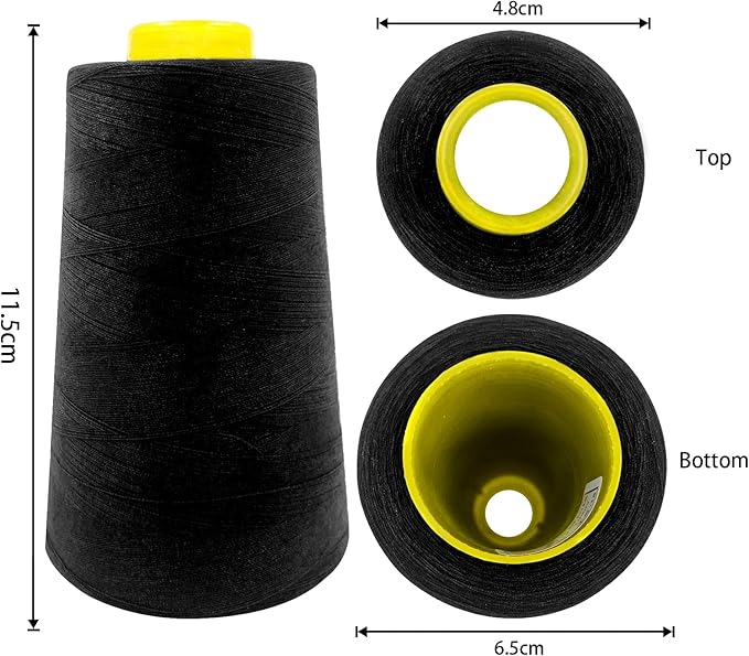 Tortoise 8 Cones of 3000 Yards Each Spool Thread for All Purpose Sewing - 100% Polyester for Serger Overlock Quilting Machine 40S/2 White+Black