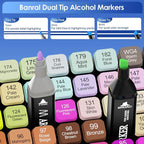 Banral 140 Colors Alcohol Markers Set, Dual Tip Alcohol Based Art Marker for Artists Kids Adult Coloring, Permanent Illustration Sketch Pens for Drawing with Case and Holders