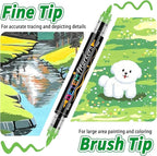 Acrylic Paint Markers Paint Pens, 36 Colors Dual Tip Direct Liquid Acrylic Markers with Automatic Ink Control System, Fine & Brush Tip Art Supplies for Rock Painting, Wood, Stone, Fabrics, DIY Craft