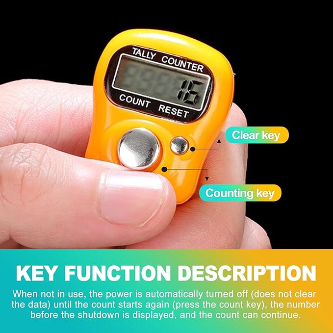 Digital Finger Clicker Counter - 5-Digit LCD Handheld Tally for Lap/Pitch/Knitting/Crochet/People Counting - Multi-Function Device for Classroom, Sports & Events