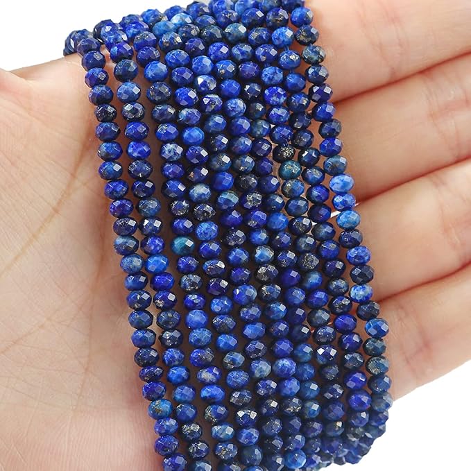 Natural Lapis Lazuli Beads 4x2mm 120pcs Faceted Rondelle Loose Semi Gemstone Beads for Jewelry Making Design