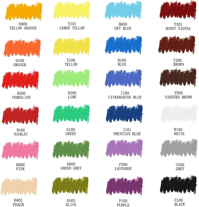 Artecho Oil Pastels Set of 24 Colors, Soft Oil Pastels for Art Painting, Drawing, Blending, Art Supplies for Artists, Beginners, Students, Teachers (10 x 70 mm)