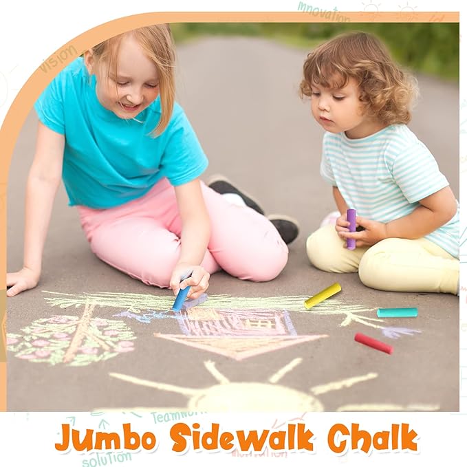 20 Pcs Sidewalk Chalks for Kids Non Toxic Jumbo Chalk for Party Gift Outdoor Art Classroom Play Painting (Multicolor)