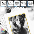 Mat Board Center, Double Mat - Acid Free, 8-ply Thickness, White Core - for Pictures, Photos, Framing (Off White Over Gold, 11x14 for 8x10, Pack of 5)