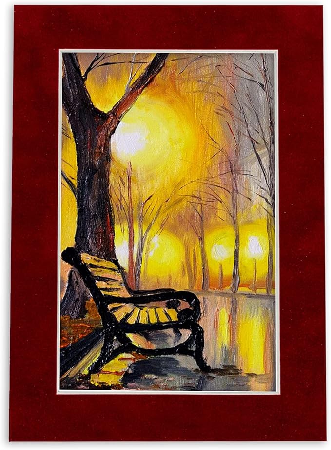 8x10 Mat Bevel Cut for 5.5x8.5 Photos - Acid Free Bright Red Suede Precut Matboard - For Pictures, Photos, Framing - 4-ply Thickness