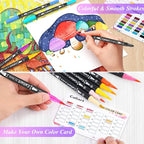 Caliart 34 Double Tip Brush Pens Art Markers, Artist Fine & Brush Pen Coloring Markers for Adult Book Cards Drawing Craft Kit Teacher Office Supplies