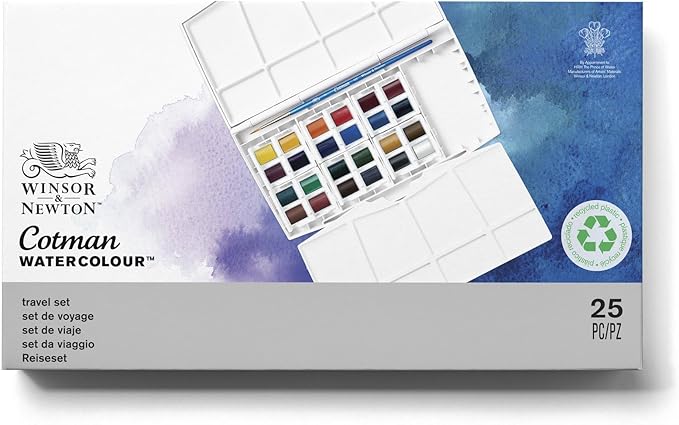 Winsor & Newton Cotman Watercolor Paint Set, Studio Set, 24 Half Pans