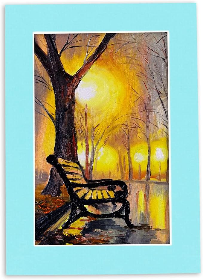 11x14 Mat for 8.5x11 Photo - Precut Aquamarine Blue Picture Matboard for Frames 11 x 14 Inches - Bevel Cut Matte to Display Art 8.5 x 11 Inches - Acid Free ONE MAT with Backing Board & Clear Bag