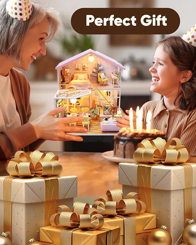 DIY Miniature House Kit, Mini House Kit for Beginners, Mayberry Street Miniatures, Model Building Craft Diorama Kit, Ideal Gifts for Birthday, Christmas(Sweet Time)