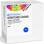 GOTIDEAL Stretched Canvases for Painting, 6x6" Inch Set of 7, Primed White - 100% Cotton Blank Art Square Canvas Boards for Painting for Acrylic Pouring, Oil Paint Dry & Wet Art Media