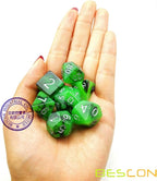 Bescon Two-Tone Glow-in-The-Dark Polyhedral Dice Set Spooky Rocks, Luminous RPG Dice Set d4 d6 d8 d10 d12 d20 d% Brick Box Pack