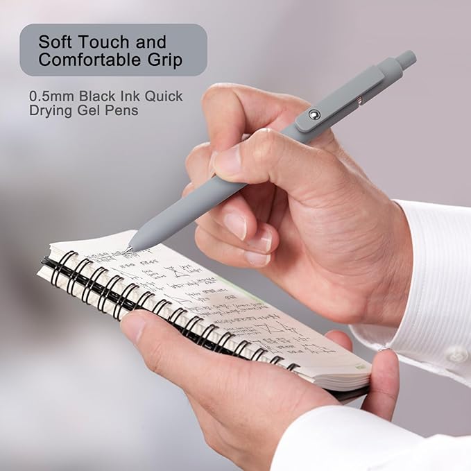 FIOVER Gel Pens, 5pcs 0.5mm Quick Dry Black Ink Fine Point Smooth Writing Pens High-End Series Ballpoint for Office School Supplies(Morandi)
