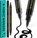 ARTISTRO 2 Black Dual-Tip Fabric Markers - Fabric Decorating Kit - Permanent for Clothes - Acrylic Paint Pens for Sneakers, Bags, Shoes, Textile, Canvas, Sewing, Craft, Laundry - Brush and Fine Tip