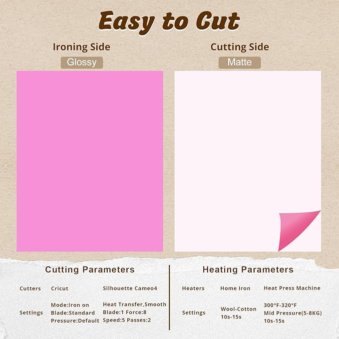 HTVRONT Heat Transfer Vinyl - 55 Pack 12" x 10" Iron on Vinyl Compatible with Cricut Cutting Machine, 44 Assorted Colors HTV Vinyl with 1 PTFE Sheet for All Cutter Machine - Easy to Cut & Weed